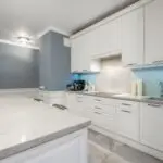 Painted white shaker kitchen cabinets